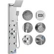 Panou dus cu hidromasaj, Inox Argintiu, 5 in 1, Afisaj si lumina Led, 1340 × 200 × 430 mm, 8 x jeturi masaj corporal