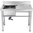 Chiuveta comerciala Inox, 1 x cuva, Protectie anti-stropire, capacitate cuva 40.64 x 39.37 x 25.4 cm, grosime 1 mm