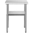 Masa de lucru Inox, pentru preparare alimente, 610x610x914 mm, 1 x rafturi, 4 x roti