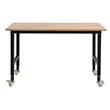 Banc de lucru cu inaltime reglabila 725-1075 mm, Greutate max 650 kg, 4 x roti, Otel/Lemn stejar