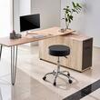 Scaun hidraulic de lucru pivotant pentru salon/cabinet/birou, max 204 kg, 5 roti, inaltime reglabila 550-710 mm, Negru