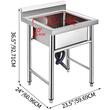 Chiuveta comerciala Inox, 1 x cuva, Protectie anti-stropire, capacitate cuva 44.45 x 41.91 x 25.4 cm, grosime 1 mm, picioare ajustabile