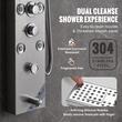 Panou dus cu hidromasaj, Inox Argintiu, 6 in 1, Afisaj si lumina Led, 1345 × 200 × 460 mm, 8 x jeturi masaj corporal