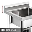 Chiuveta comerciala Inox, 1 x cuva, Protectie anti-stropire, capacitate cuva 44.45 x 41.91 x 25.4 cm, grosime 1 mm, picioare ajustabile