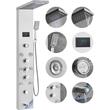 Panou dus cu hidromasaj, Inox Argintiu, 6 in 1, Afisaj si lumina Led, 1345 × 200 × 460 mm, 8 x jeturi masaj corporal