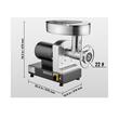 Masina profesionala de tocat carne, 750 W, Motor inductie, 370 kg/h, accesorii carnati, Inox