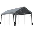 Copertina auto carport, Vevor 3 x 6 x 2.8 m, cadru otel galvanizat, tesatura PE, impermeabil, UV, 180g/mp, gri, 8 stalpi