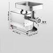 Masina profesionala de tocat carne, 1100 W, Motor inductie, 570 kg/h, accesorii carnati, Inox