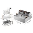 Friteuza profesionala Inox, 2 x 2500 W, Capacitate 12 l, dimensiune 540x449x303 mm, 60°C - 200°C