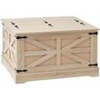 Masuta cafea vintage cu spatiu depozitare, Rattan PE si lemn MDF, Maro, 800 x 800 x 460 mm