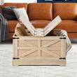 Masuta cafea vintage cu spatiu depozitare, Rattan PE si lemn MDF, Maro, 800 x 800 x 460 mm