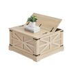 Masuta cafea vintage cu spatiu depozitare, Rattan PE si lemn MDF, Maro, 800 x 800 x 460 mm