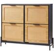 Dulap pantofi, 2 sertare rabatabile, Lemn Ratan, 1040 x 240 x 880 mm, Maro/Negru