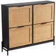 Dulap pantofi, 2 sertare rabatabile, Lemn Ratan, 1040 x 240 x 880 mm, Maro/Negru