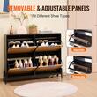 Dulap pantofi, 2 sertare rabatabile, Lemn Ratan, 1040 x 240 x 880 mm, Maro/Negru