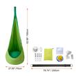Hamac pentru copii, Verde, max 54 kg, ø70x70x160 cm, Lumini led in 4 culori, accesorii prindere