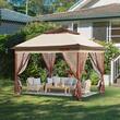 Pavilion de gradina cu pereti laterali, Pliabil, 334 x 334 x 281 cm, Maro, Geanta transport