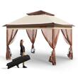 Pavilion de gradina cu pereti laterali, Pliabil, 334 x 334 x 281 cm, Maro, Geanta transport