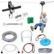 Set tiroliana lungime 18.5 m, capacitate max 226 kg, cablu, Ham, frana cu arc, scaun