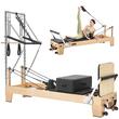 Aparat pilates Performer cu turn, cadru lemn artar, 2.4 m, max 181 kg, Sistem rezistenta 6 x arcuri,  saltea conversie, placa sarituri, curele