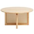 Masuta de cafea, Lemn/Ratan PE, Rotunda, 850 x 850 x 420 mm, Maro Nuc