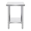 Masa de lucru Inox, pentru preparare alimente, 600x600x800 mm, 1 x rafturi