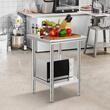 Masa de lucru Inox, pentru preparare alimente, 600x600x800 mm, 1 x rafturi