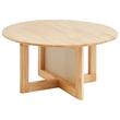 Masuta de cafea, Lemn/Ratan PE, Rotunda, 850 x 850 x 420 mm, Maro Nuc