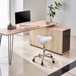 Scaun hidraulic tip sa pentru salon/cabinete, max 204 kg, 5 roti, inaltime reglabila 550-710 mm, Alb
