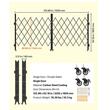 Poarta dubla pliabila de securitate, Otel, Negru, 4 x roti, 3200 x 40 x 1605 mm, incuietoare cu cheie
