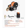 Troliu manual cu clichet in ambele directii, chinga poliester, 6.1 m, capacitate max 272 kg, pentru barci, ATV