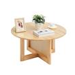 Masuta de cafea, Lemn/Ratan PE, Rotunda, 850 x 850 x 420 mm, Maro Nuc