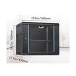 Rack 19'', Vevor 9U, usa din sticla, 500 x 450 x 600 mm, metalic de perete