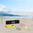Set fileu portabil pentru tenis si badminton Vevor 970 x 3.2 x 245 cm, Cadru metalic, geanta transport, 4 x palete, 1 x minge volei, inaltime reglabila