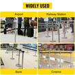 Set 2 stalpi delimitare, Banda retractabila in 4 directii, Inox, Argintiu, Inaltime 90 cm, Heavy Duty