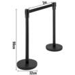 Set 8 stalpi delimitare, Banda retractabila in 4 directii, Inox, Negru, Inaltime 90 cm, Heavy Duty
