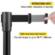 Set 8 stalpi delimitare, Banda retractabila in 4 directii, Inox, Negru, Inaltime 90 cm, Heavy Duty