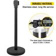 Set 8 stalpi delimitare, Banda retractabila in 4 directii, Inox, Negru, Inaltime 90 cm, Heavy Duty