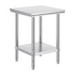 Masa de lucru Inox, pentru preparare alimente, 600x600x800 mm, 1 x rafturi