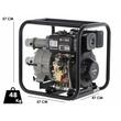 Motopompa Diesel apa murdara, 3”/80 mm, Debit 833 l/min, Putere 6 CP, Inaltime max 26 m, Adancime 8 m, Rezervor 3.5 l