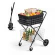 Carucior pentru cumparaturi cu 2 x niveluri si 4 x roti, Pliabil, 2 x cosuri, max 40 kg, capacitate 128 l