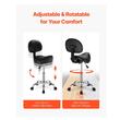 Scaun hidraulic cu spatar, tip sa, pentru salon/cabinete, max 204 kg, 5 roti, inaltime reglabila 84-100 cm, Negru