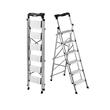 Scara pliabila cu 6 x Trepte Anti-derapante, Tava scule, Capacitate 150 kg, Aluminiu, 47 x 95 x 165 cm