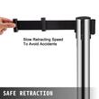 Set 6 stalpi delimitare, centura retractabila in 4 directii, Inox, Argintiu, Inaltime 90 cm, baza stabila