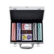 Set poker Vevor 200 jetoane 11.5 g, 2 pachete carti, 5 zaruri, cutie aluminiu
