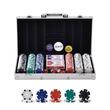 Set poker Vevor 300 jetoane 11.5 g, 2 pachete carti, 5 zaruri, cutie aluminiu
