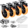Set 4 roti pivotante cu blocare pentru carucioare, 6", max 318 kg / roata, ABS si Otel