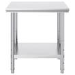 Masa de lucru Inox, pentru preparare alimente, 600x760x800 mm, 1 x rafturi