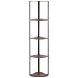 Raft multifunctional de colt cu 5 etaje, Lumina led, Metal/MDF, 29.5 x 29.5 x 162.6 cm, pentru plante, carti, decoratiuni