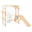 Spatiu de joaca Montessori 8in1 pentru copii, Lemn de pin, Leagan, Topogan, franghie, max 100 kg, anti-rasturnare
